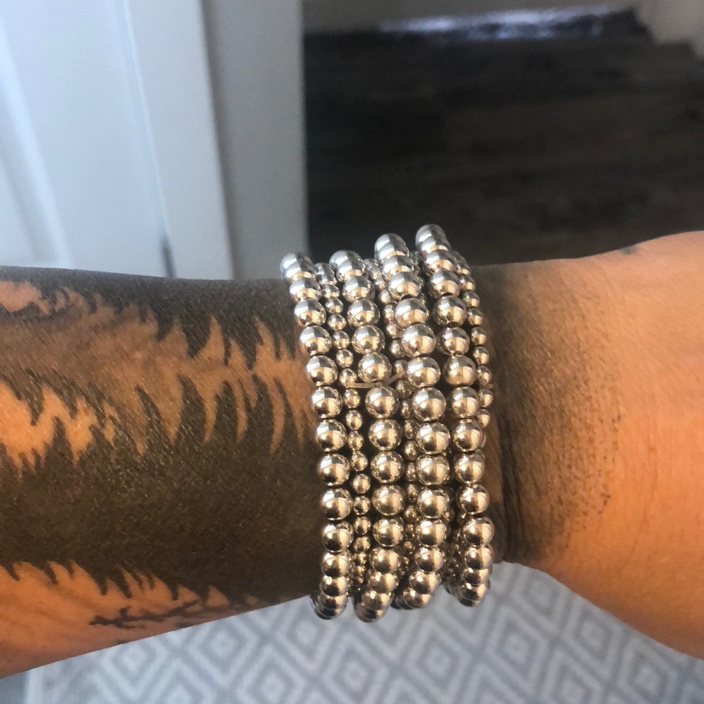 Fun silver stackable bracelets